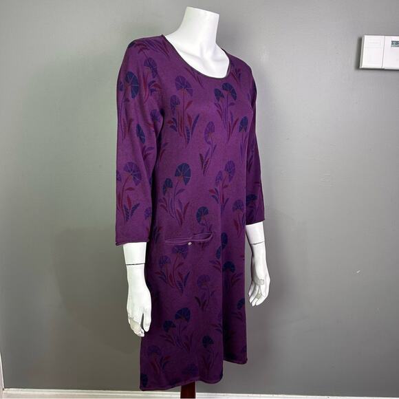 Gudrun Sjoden dress small purple long sleeve folk art Scandinavian comfy artsy - Picture 2 of 9